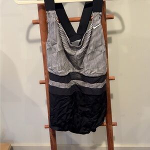 Nike Black and White Striped One Piece Swimsuit